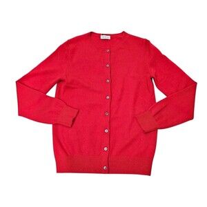 Cashmere Red Sweater Womens XS Button Cardigan Jennie Liu Crewneck Lightweight